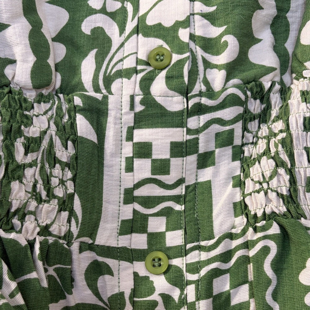 Umgee Green and White Patterned Blouse - Picture 6 of 6